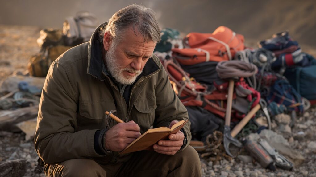 Setting goals through written planning at mountain expedition base camp