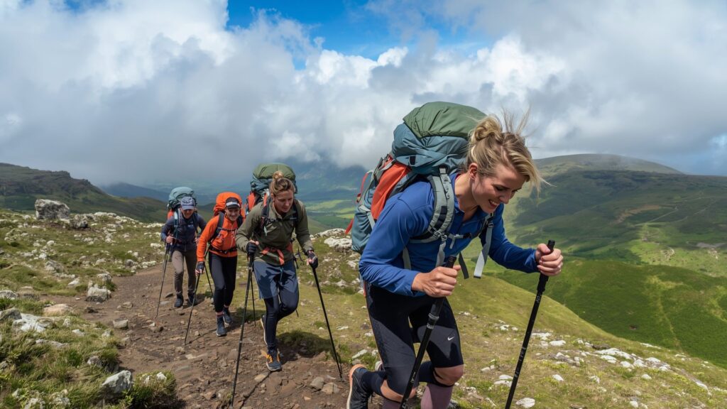 Training hike demonstration showing fitness tips for Kilimanjaro preparation in mountainous terrain