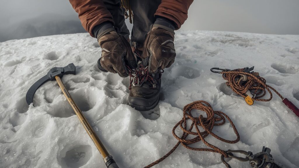 Alpine climbing equipment used by Greg Butler for technical mountain expeditions including Mount Elbrus