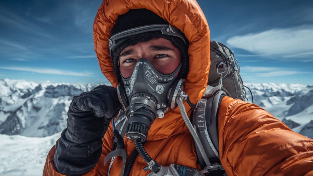 Clare O'Leary equipped for Death Zone climbing above 8000 metres on Everest