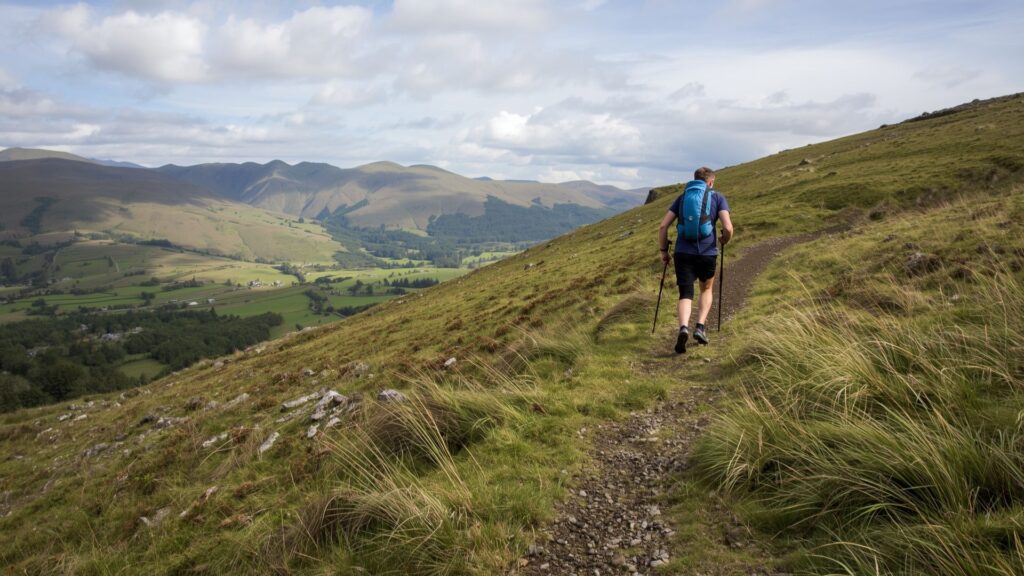 Walking to burn calories on Kerry hills preparing for mountain adventures