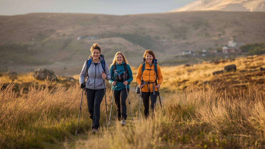 Walking to burn calories in group setting on Kerry trails