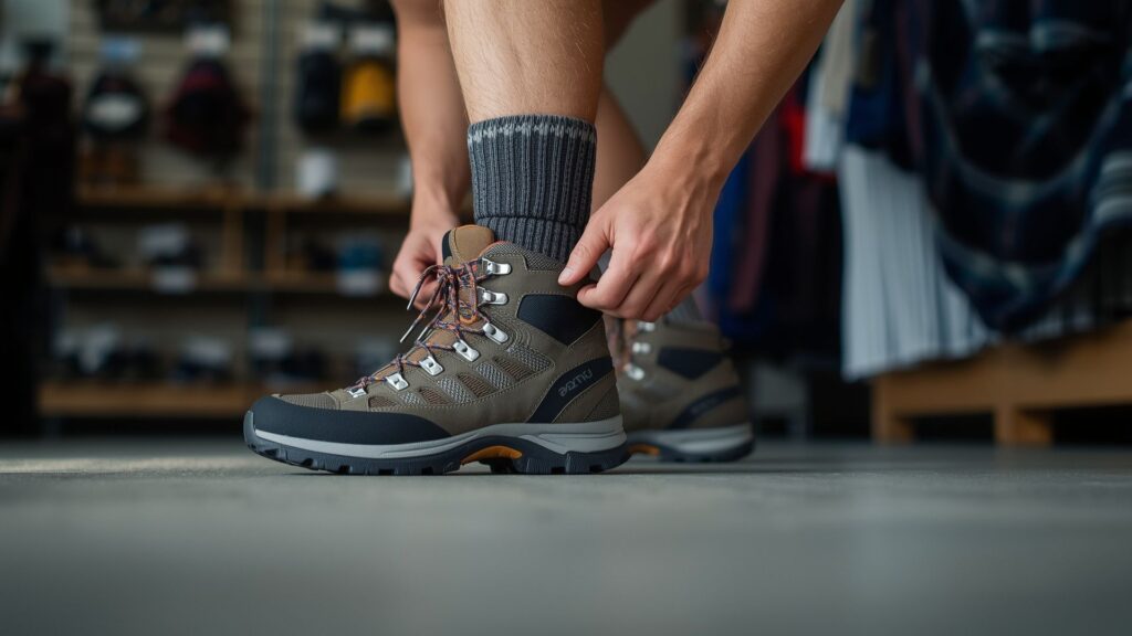 Properly fitted hiking boots prevent blisters during long treks