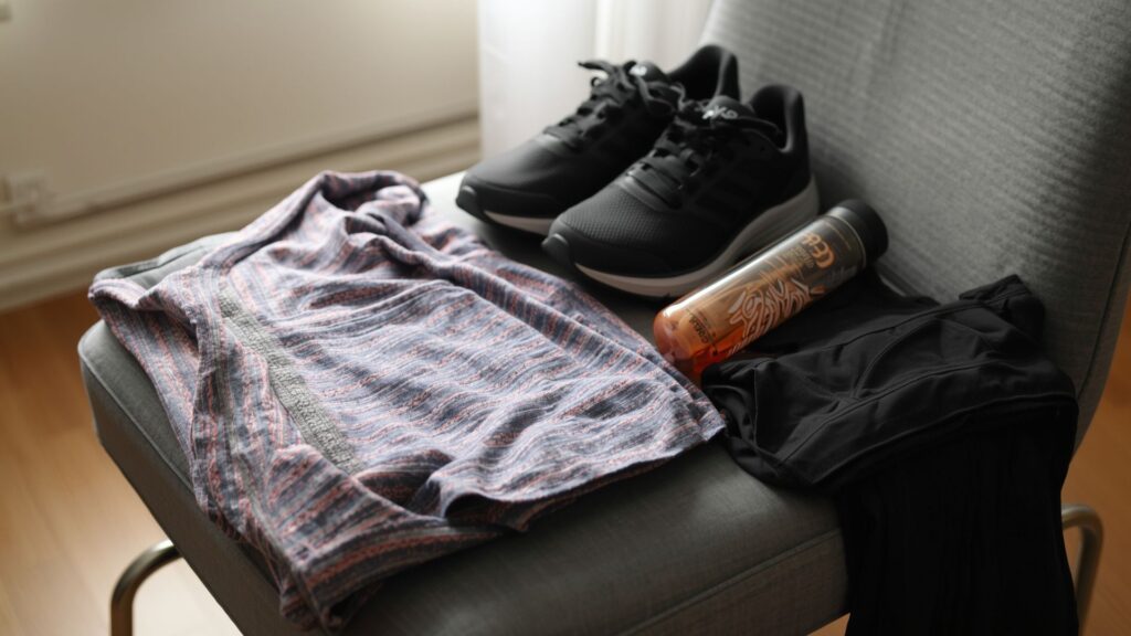 Prepared workout clothes demonstrating planning strategies for exercise with depression