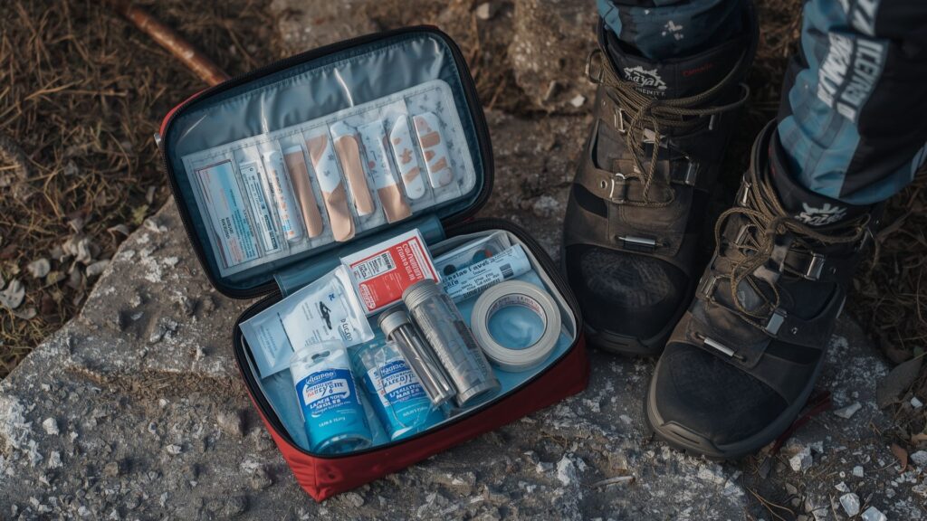 Beginner hiking tips require carrying comprehensive first aid kit with bandages, plasters and emergency supplies on every hike