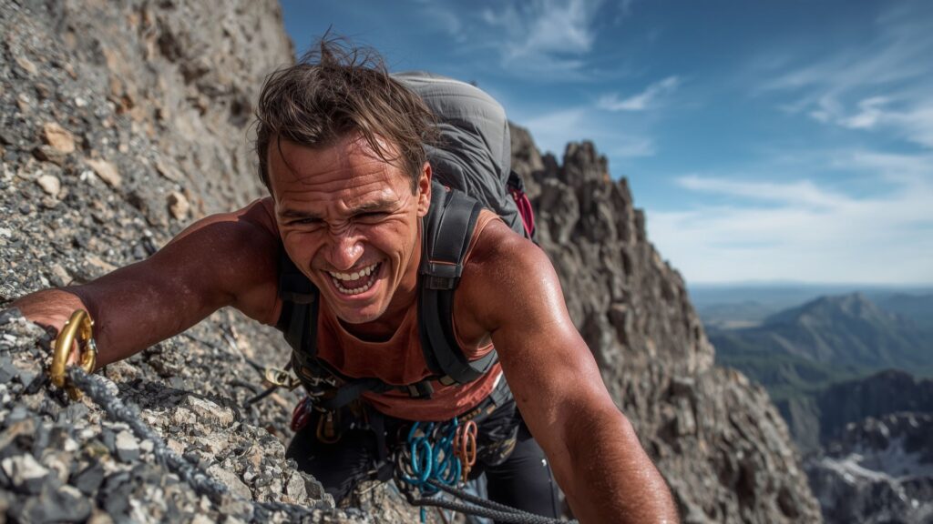 Climber demonstrates Don't Quit perseverance approaching Carrauntoohil summit with Pat Falvey guides