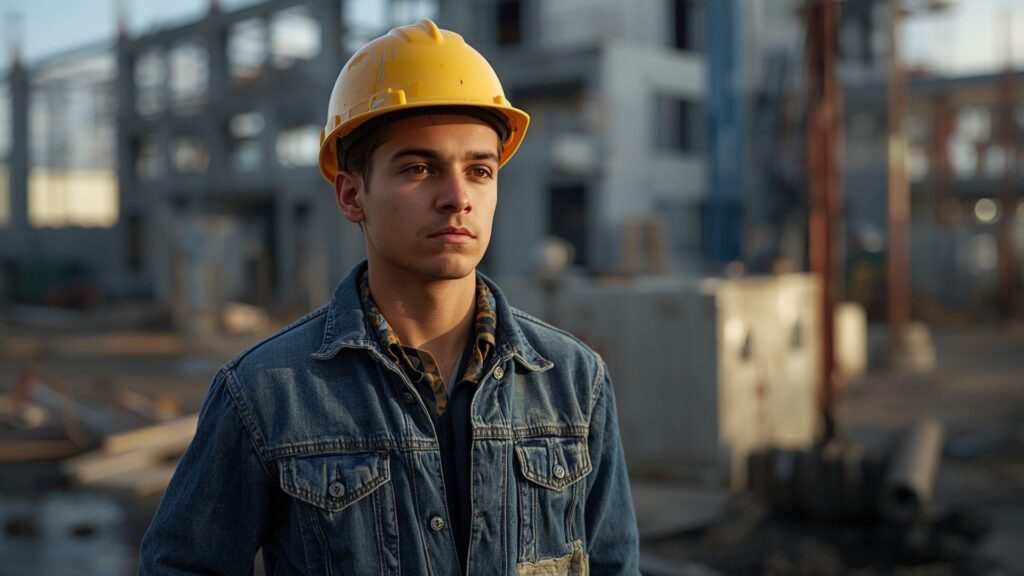 Young entrepreneur demonstrating hunger for success in construction business