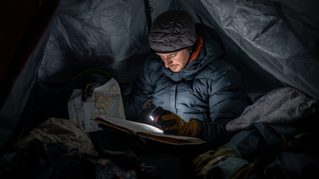 Isolated climber demonstrating hunger for success through solitary preparation