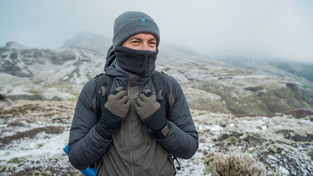 Layering up for winter hiking on Irish mountains requires full three-layer protection and extremity coverage