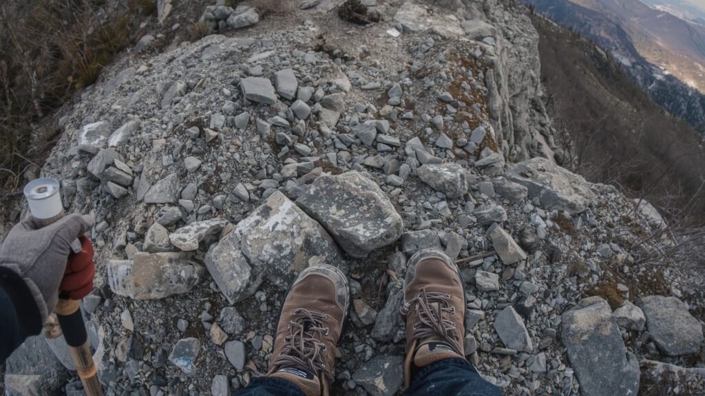 Building confidence step by step on challenging mountain terrain with proper equipment