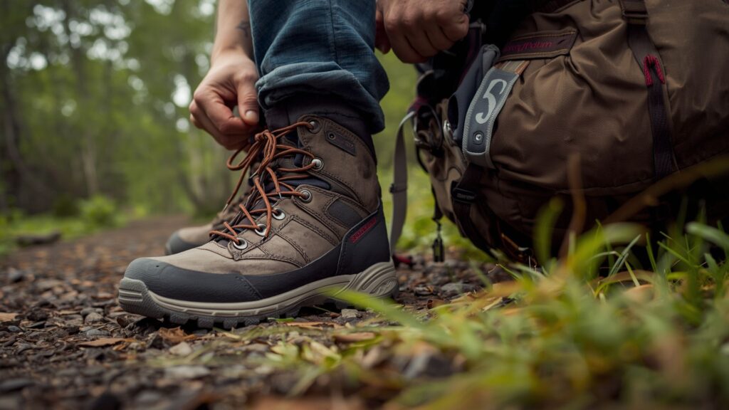 Training for hiking gear testing with broken-in boots and properly fitted backpack