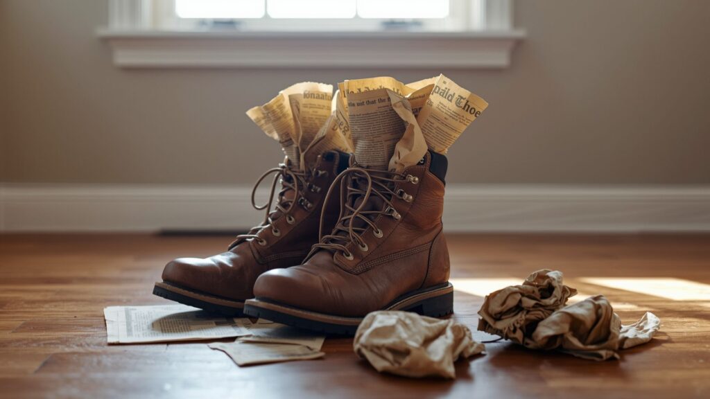 Waterproofing your hiking boots includes proper drying with newspaper stuffing method