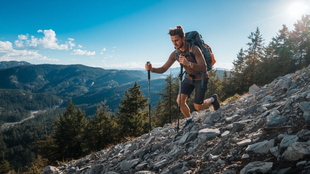 Proper hiking pole technique to reduce knee pain while hiking steep mountain descents