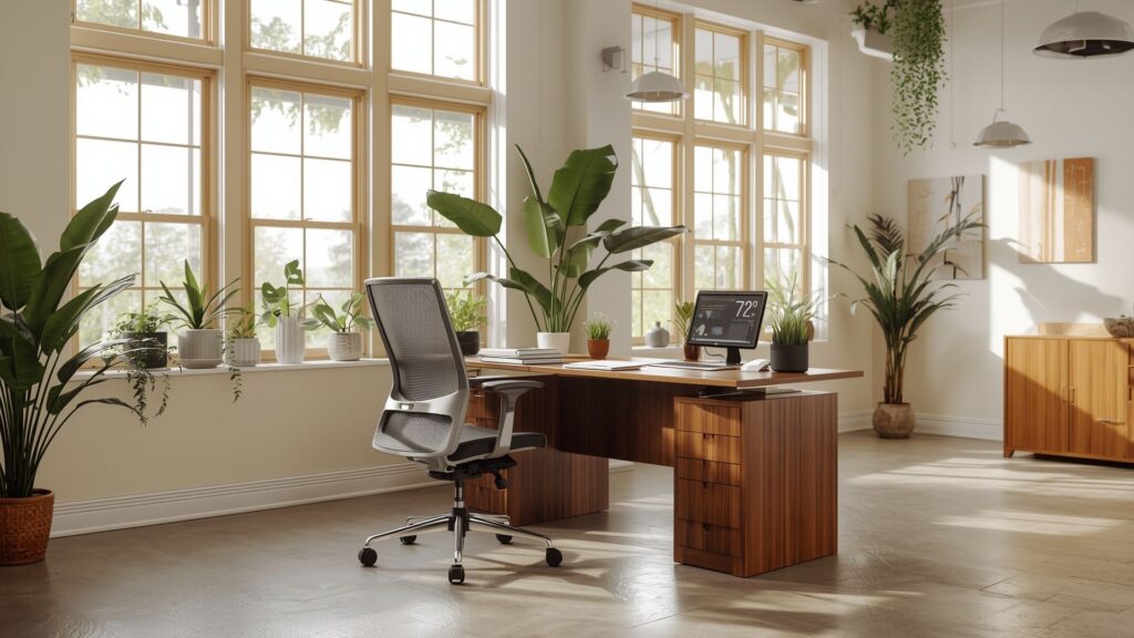 Boost daily productivity by optimizing physical work environment with natural light and ergonomic setup