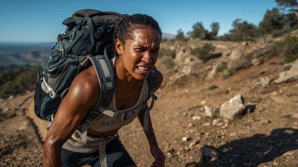 Hill training with weighted pack to reduce knee pain while hiking on mountain expeditions