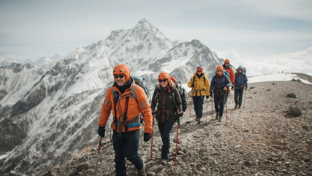 Expedition team learning how to form a habit of consistent training for mountain climbing success