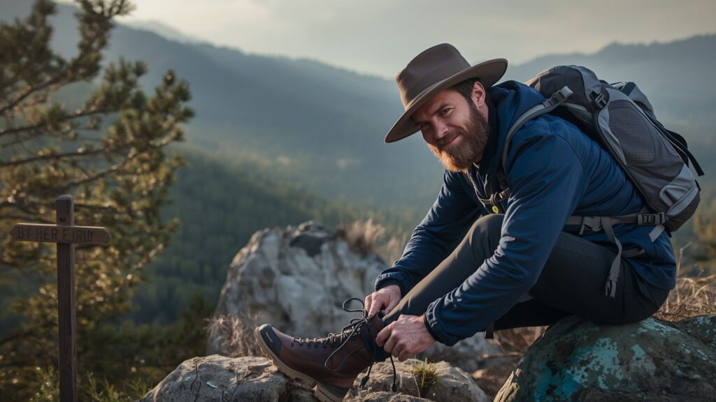 Tips & Tricks for Hiking safety check showing hiker performing equipment inspection before mountain hike