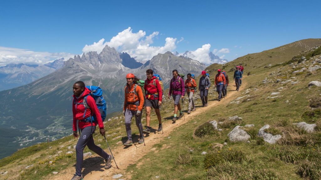 Hiking tips for maintaining steady pace on mountain trails with proper group spacing