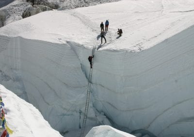 Ladders on the icefall