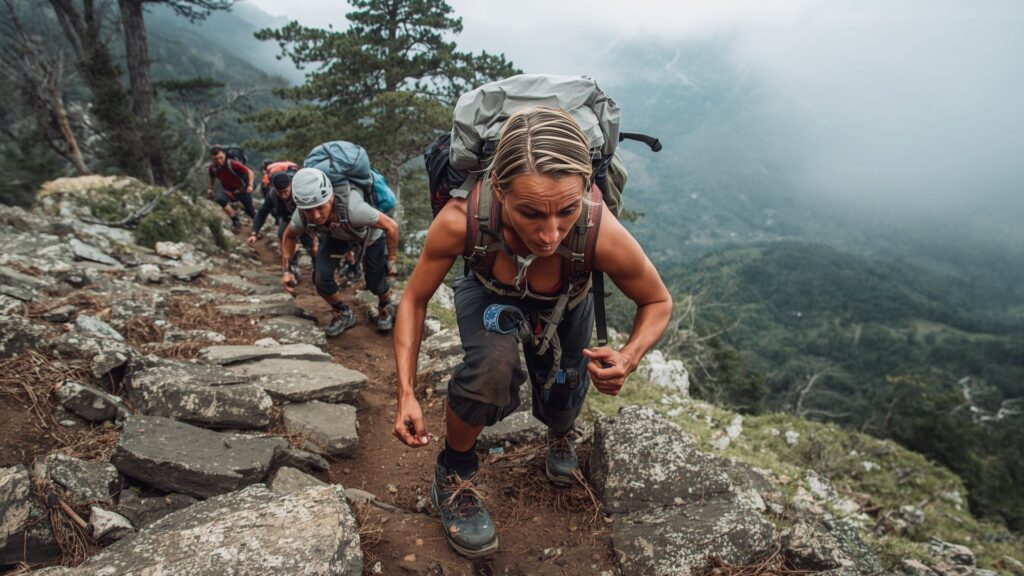 Thirty friends maintained exceptional fitness through demanding training like weighted mountain carries