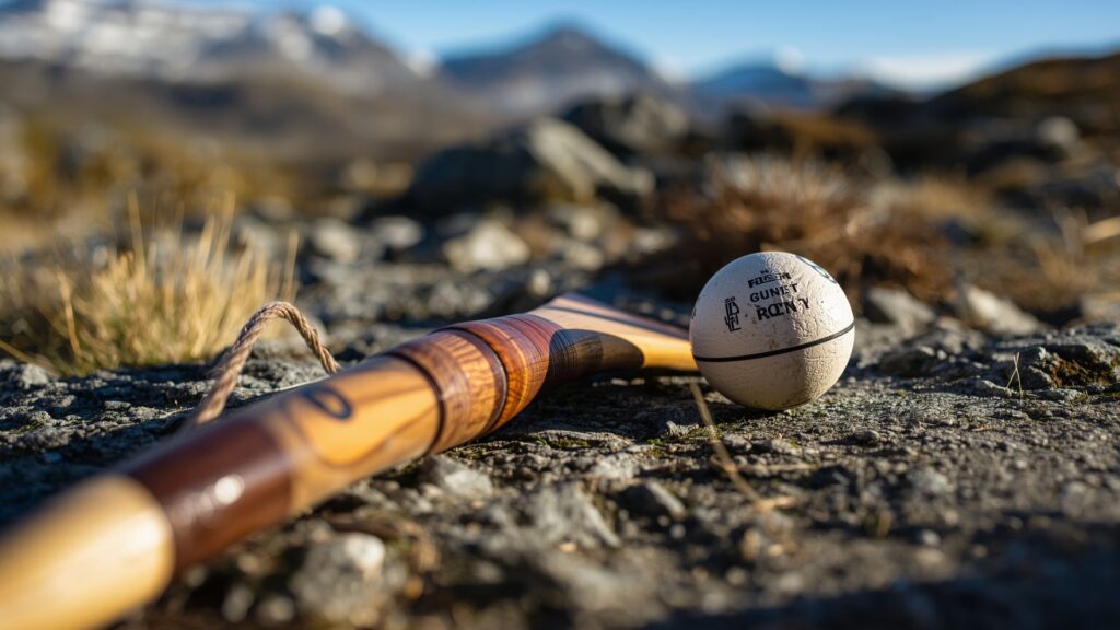 Hurley and sliotar used for the Highest Puc Fada world record at Mount Everest summit by Pat Falvey team