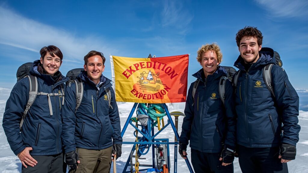 First Irish team to the South Pole members Pat Falvey Clare O'Leary Shaun Menzies Jonathan Bradshaw before Antarctic expedition