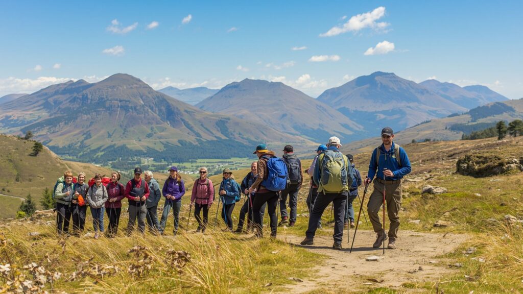 Guided Carrauntoohil walkers experiencing brain health benefits through mountain hiking in Kerry