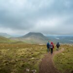 Hiking tips for Ireland guide showing hikers on mountain trail in MacGillycuddy's Reeks County Kerry