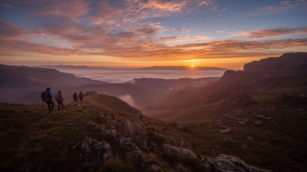 Hiking tips for Ireland recommend early morning starts on Irish mountain trails before sunrise