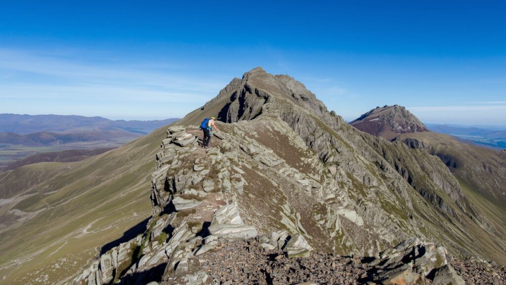 The Irish Munros ridge traverse between Carrauntoohil and Beenkeragh showing exposed mountain terrain and scrambling route