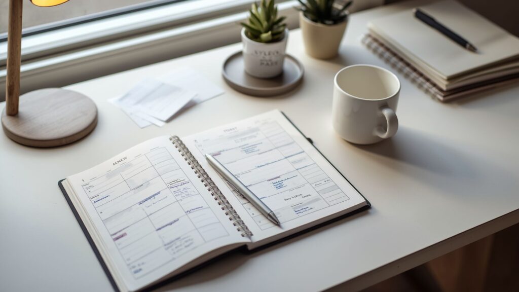Time blocking calendar demonstrating The Domino Effect strategy for protecting focused work time