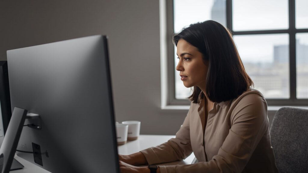 Professional applying The Domino Effect to career development through focused work