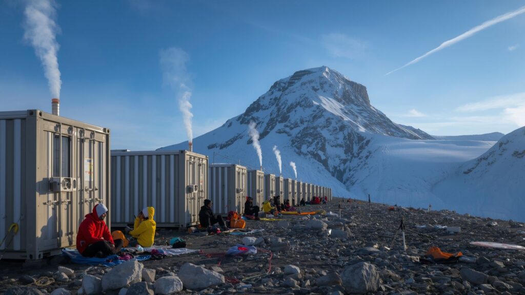 Mt. Elbrus expedition base camp container accommodation at 3,900 metres providing shelter during acclimatisation