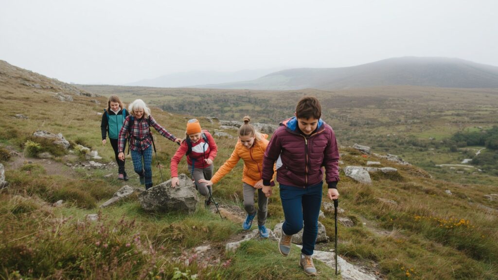 Tim Falvey philosophy in action as multiple generations hike together in Kerry mountains