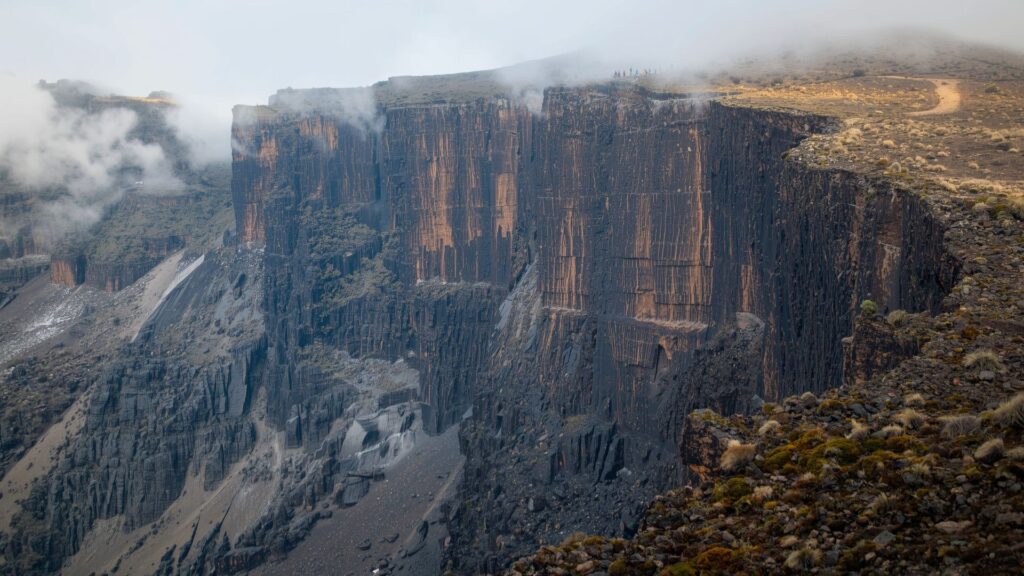 Barranco Wall section of route where Irish harpist conquers Kilimanjaro expedition ascends