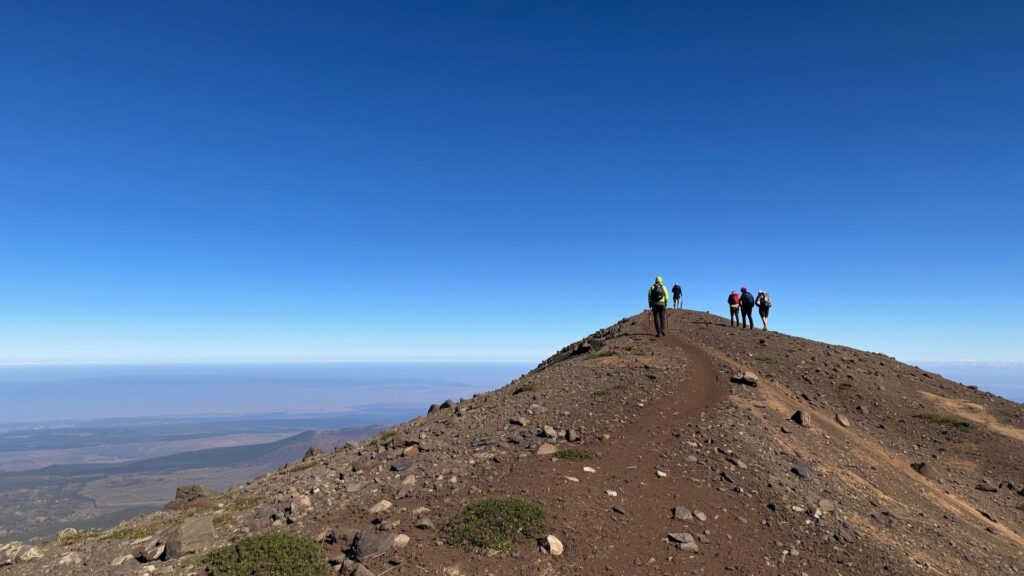 Best time to climb Kilimanjaro in February with climbers enjoying optimal weather conditions and clear visibility on the mountain trail