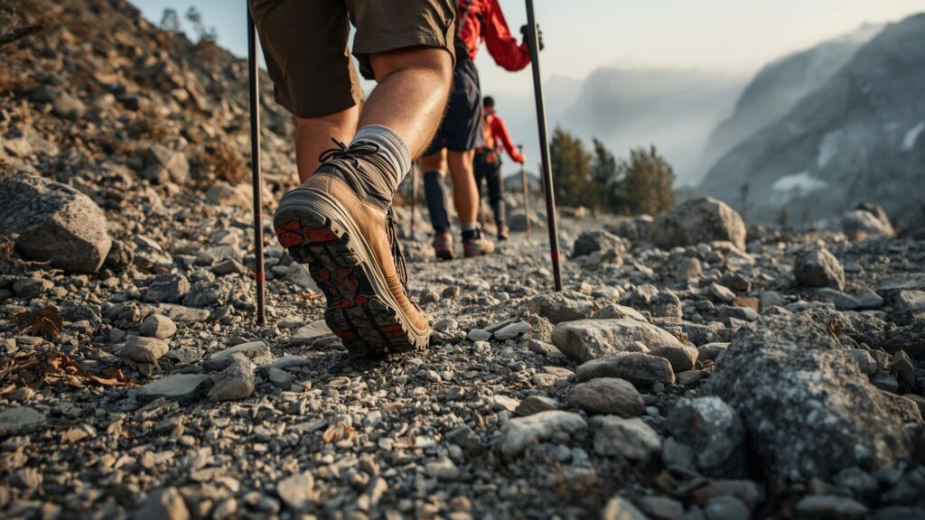 Trekker's guide to Kilimanjaro acclimatisation showing pole pole slow hiking pace on alpine zone trail