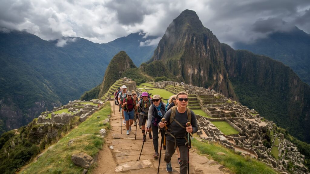 Trekkers on Inca Trail during Pat Falvey 2025 Adventures Machu Picchu expedition in Peru