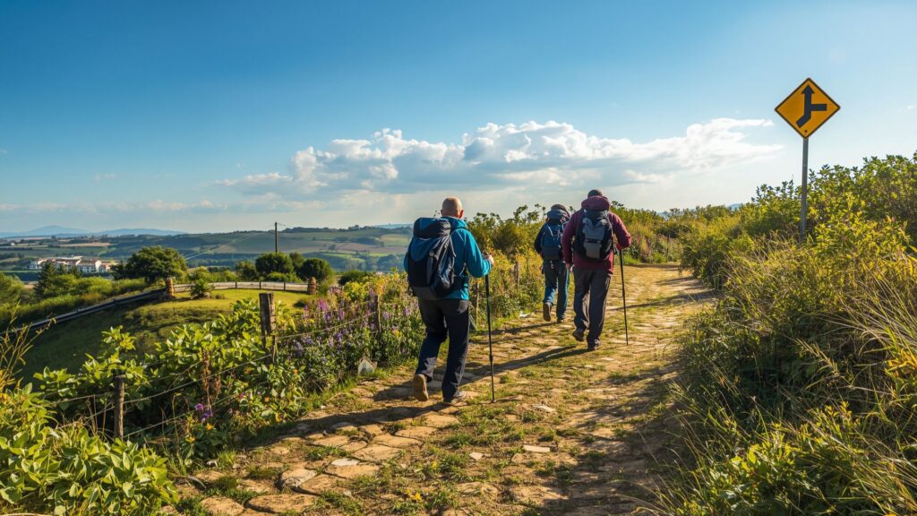 Pilgrims on Camino de Santiago during Pat Falvey 2025 Adventures pilgrimage trek in Spain